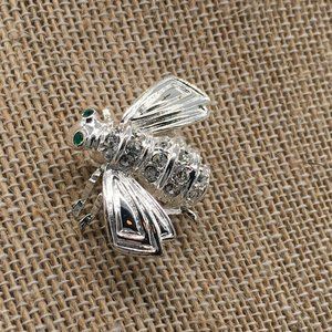 Joan Rivers Bee Brooch Sterling Silver Clear Cryst